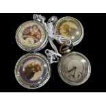 Four Coronation commemorative pocket watches.