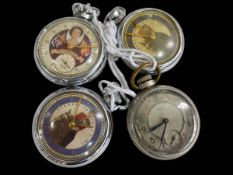 Four Coronation commemorative pocket watches.