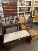 Mahogany bow front single drawer cutlery table on ball and claw legs,