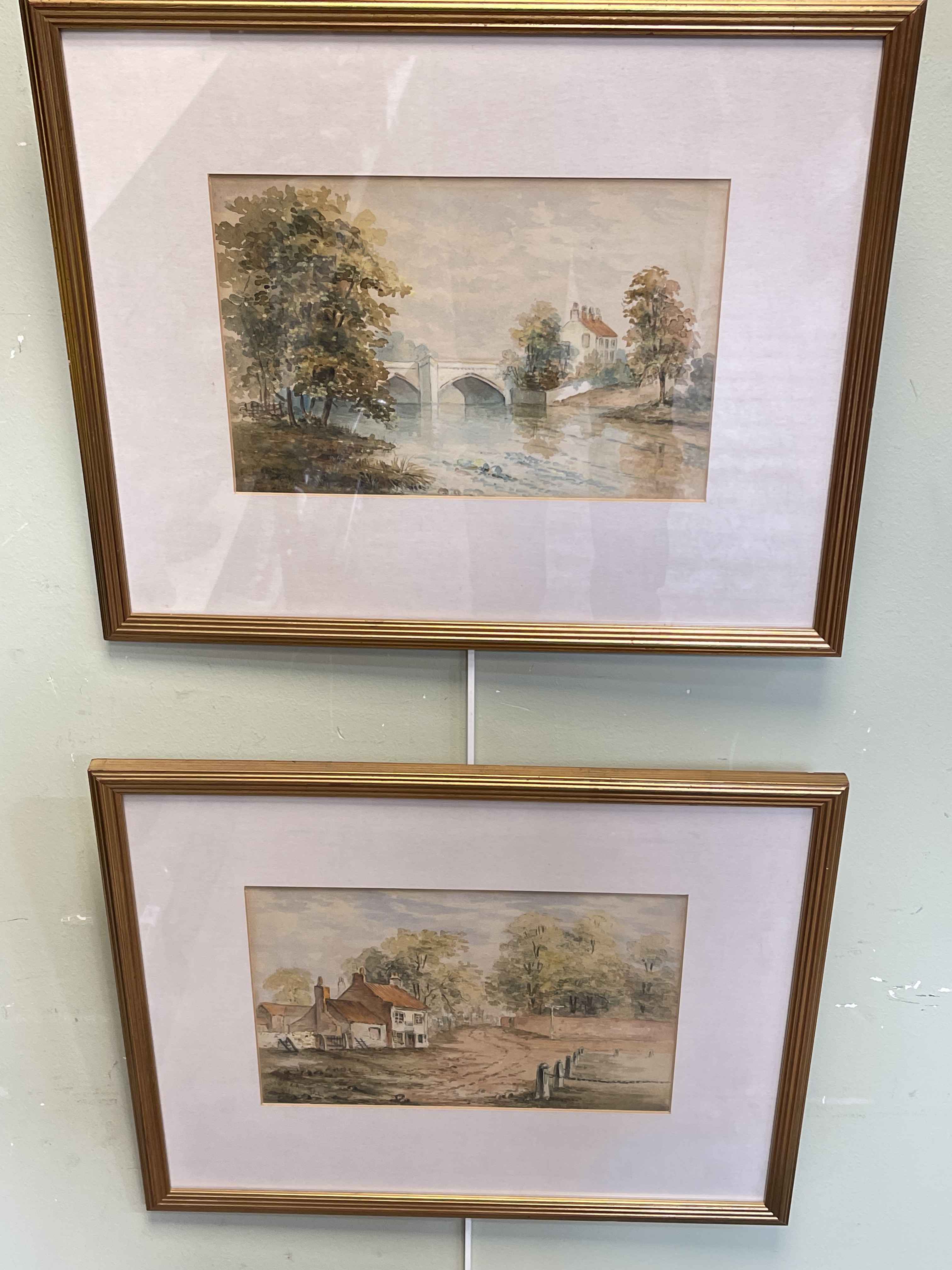 Two signed watercolours, Bedale & Whitby, and pair unsigned watercolours, - Image 3 of 3