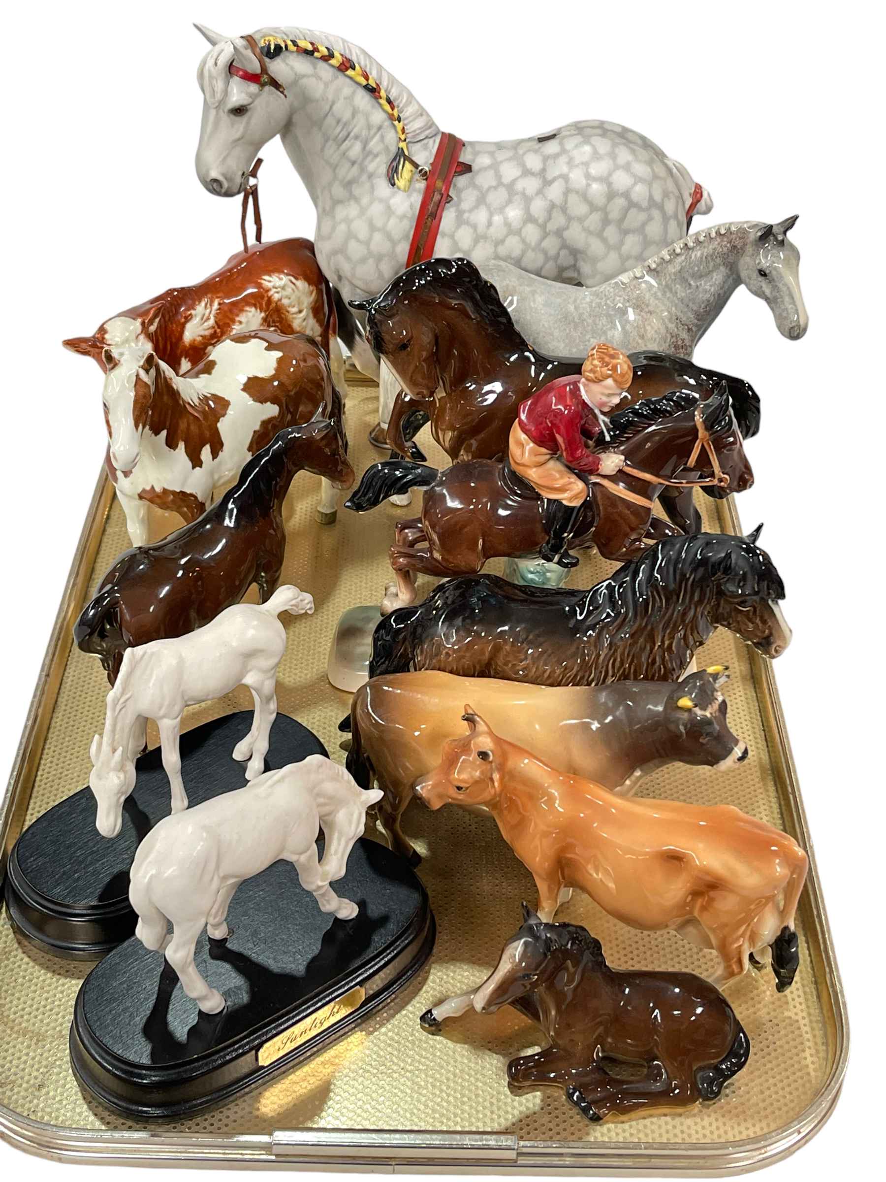 Beswick, Royal Doulton and other horses and cows (12).