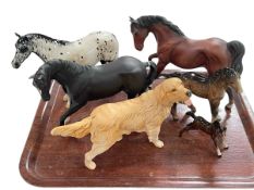 Doulton Appaloosa, Beswick Black Beauty and four other pieces.