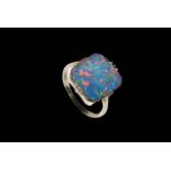 White gold and black opal ring.