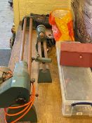 Clarke motor lathe, collection of chisels, etc.