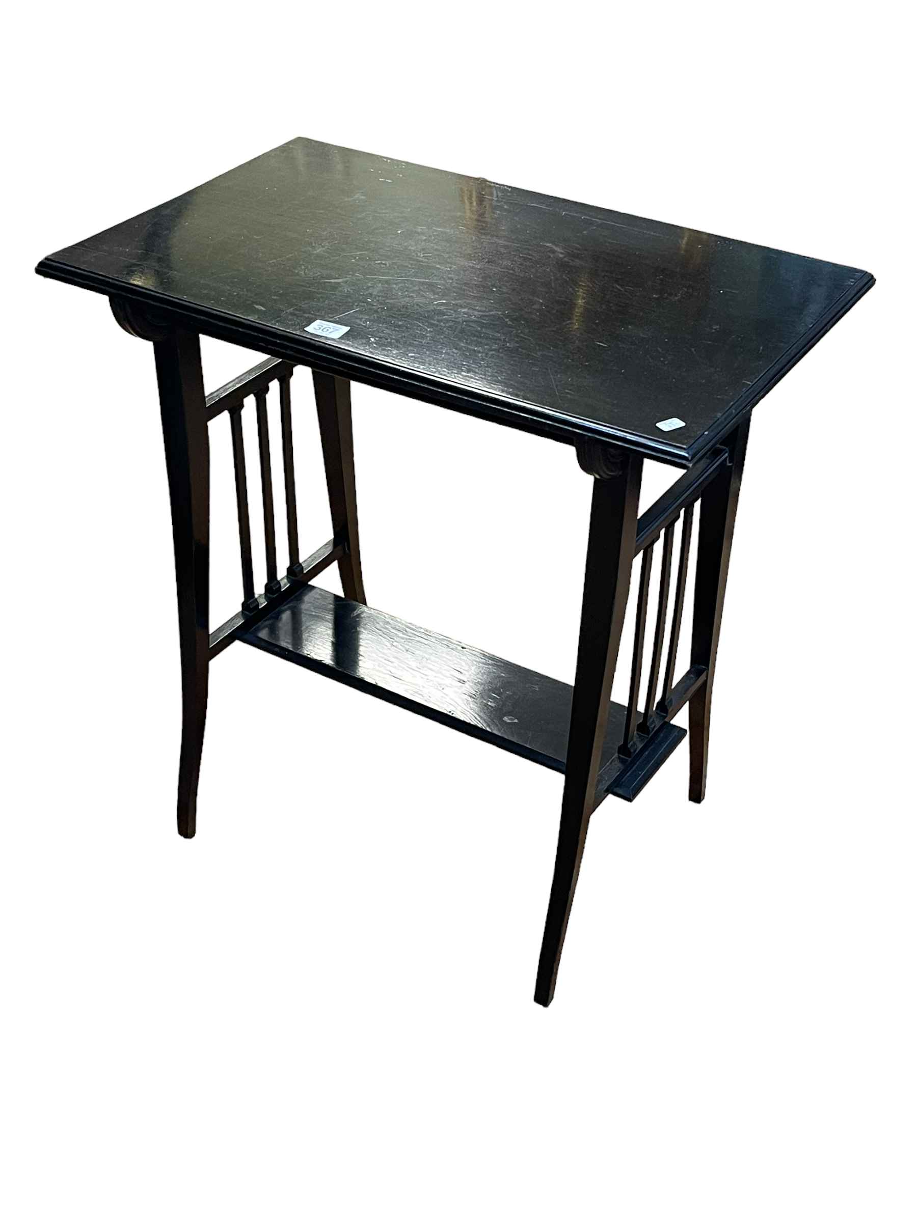 Late 19th Century ebonised aesthetic movement side table, 63cm by 39cm.