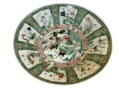 Large Chinese famille verte dish, 19th Century, 32.5cm diameter.