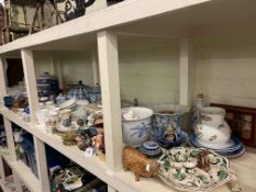 Collection of Denby Midnight, St Ives pottery, glass Oriental wares, Masons, character jugs, etc.