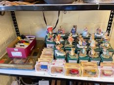 Collection of Villeroy and Boch Foxwood Tales figures with tin boxes, Diecast toy vehicles, etc.