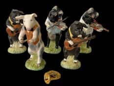 Five Beswick Piggy Band figures.