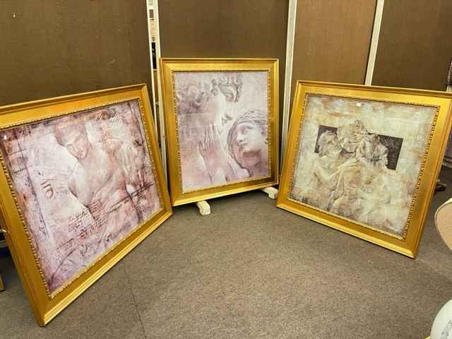 Three large gilt framed Neo-classical prints, Stoic Romance III, Achelous and To Go Beyond.