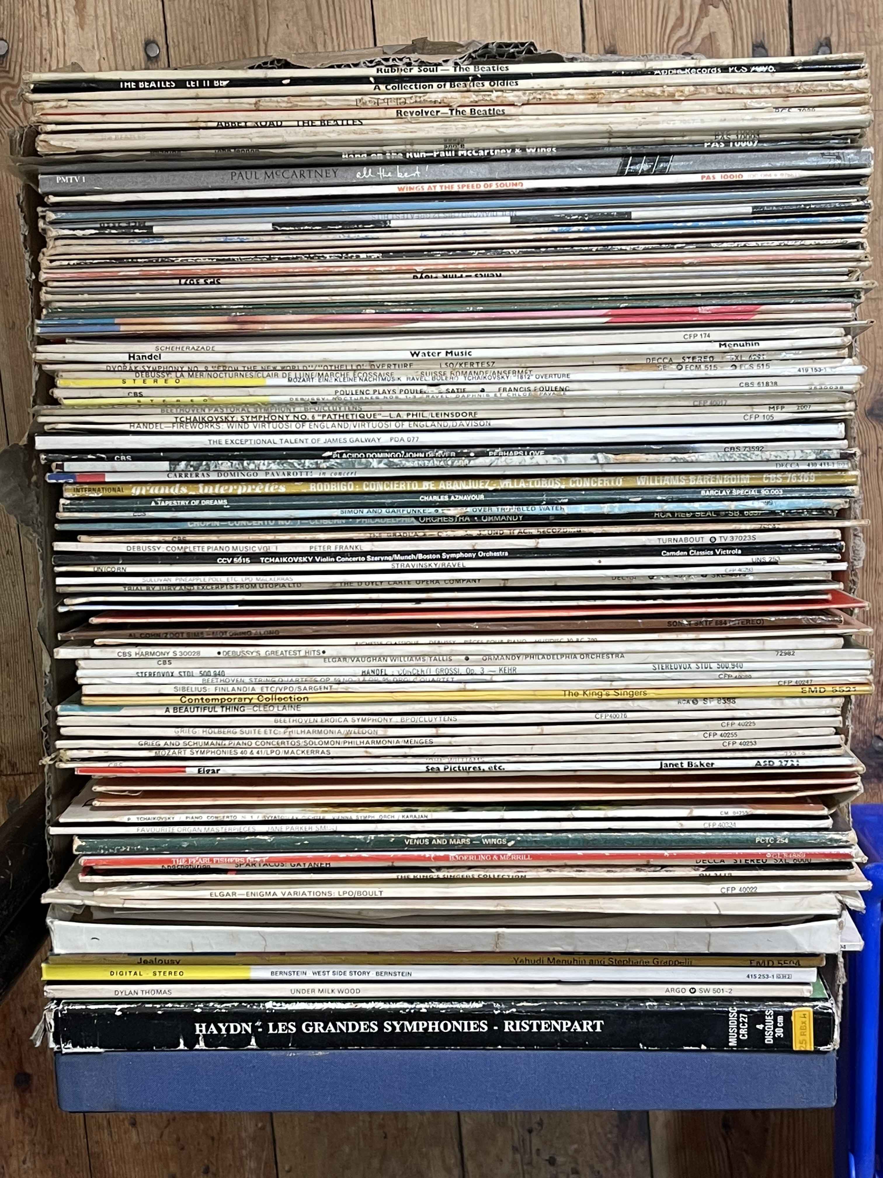 Box of LP records.