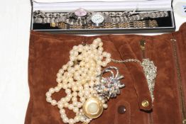 Costume jewellery and two ladies wristwatches.