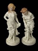 Pair Royal Worcester glazed Parian figures, Before the Wind and Against the Wind, impressed marks,