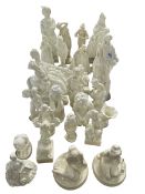 Collection of 26 white china figures including Royal Worcester.