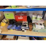 Collection of cameras, tripod, previewers, binoculars etc.