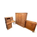 Pine bedroom furniture comprising wardrobe 177cm wide, 197cm high, dressing table,