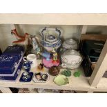 Coin packs, postcards, Coalport The Simpsons limited edition figurines in box, Spode teapot,