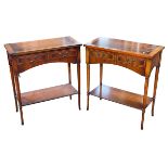 Pair two drawer side tables, 68cm wide.