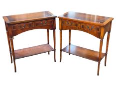 Pair two drawer side tables, 68cm wide.