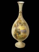 Graingers Worcester vase with swans on lake, shape number 787, 26cm.