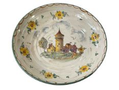 Delft style pottery plaque, 29.5cm diameter.