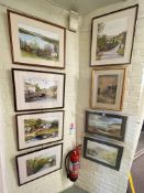 Collection of eight framed watercolours.