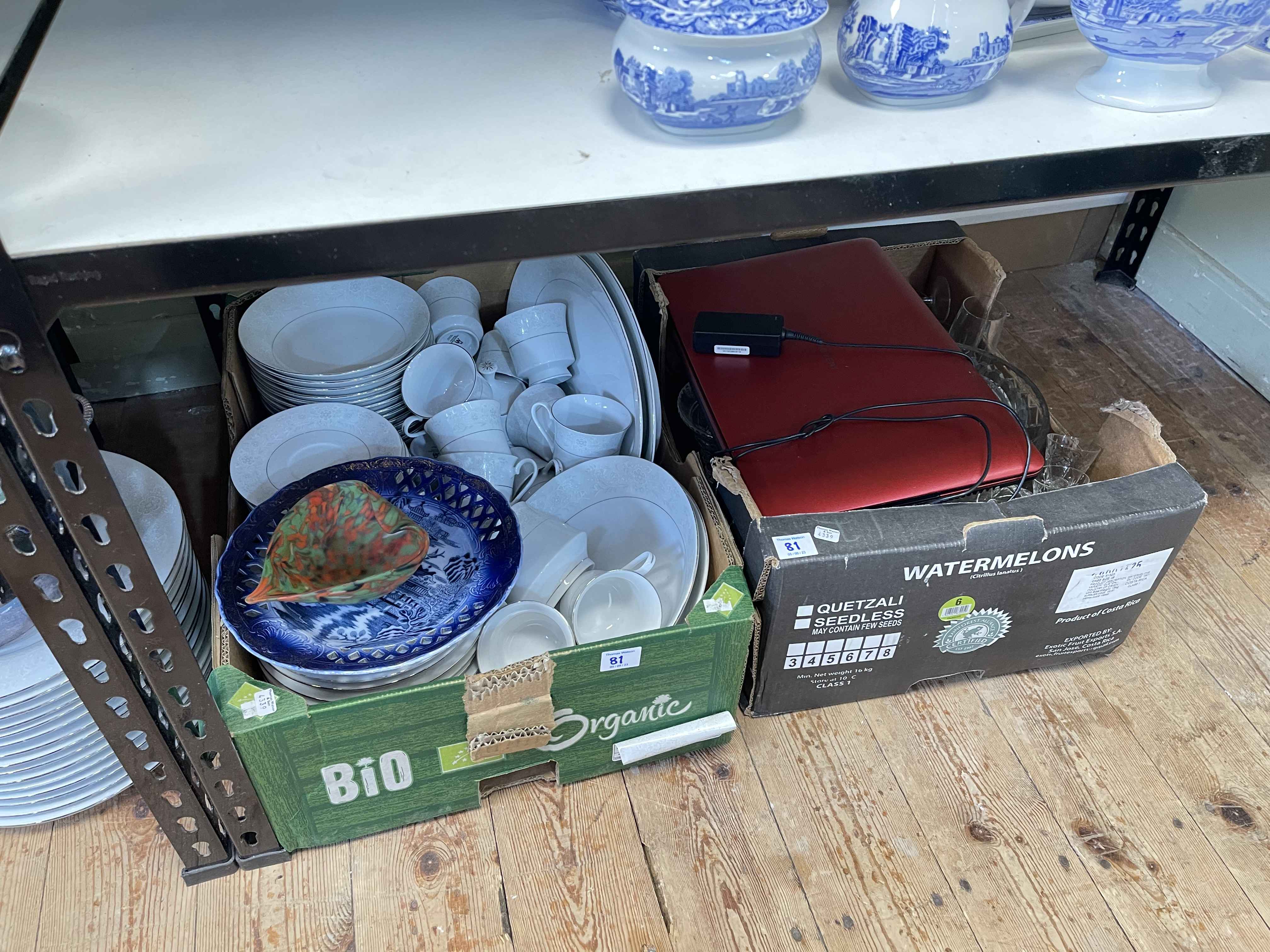 Ten boxes of single records, decorative porcelain, glass, typewriters, dinner wares, etc. - Image 2 of 5