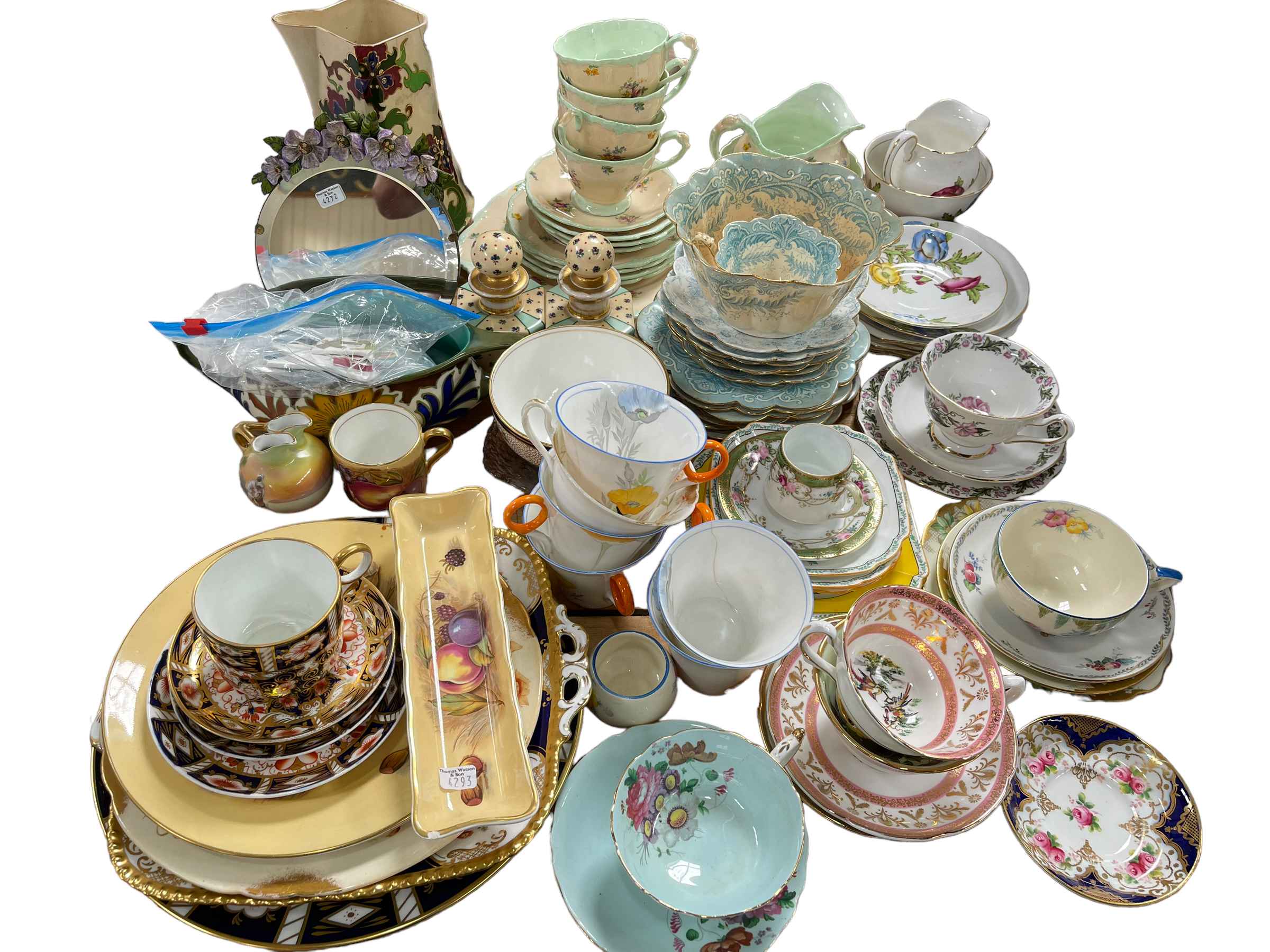 Decorative tea china, barbola mirror, etc.