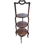 Inlaid mahogany three tier cakestand.