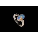 18 carat white gold and opal doublet ring.