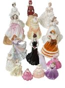 Collection of fifteen Coalport lady figures.