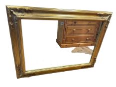 Rectangular gilt framed bevelled wall mirror, 120cm by 90cm.