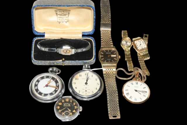 Wristwatches and pocket watches.