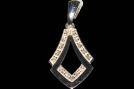 9 carat white gold and diamond pendant.