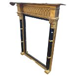 Gilt and ebonised pier mirror with Corinthian columns to each side, 117cm by 101cm.