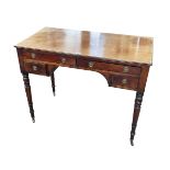 Antique mahogany writing table, 96cm wide.