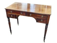 Antique mahogany writing table, 96cm wide.