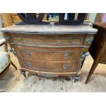 Marble topped and gilt metal mounted commode, 113cm wide.