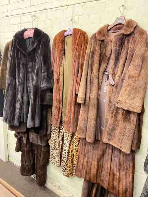 Collection of fur jackets.