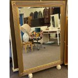 Large gilt framed bevelled glass rectangular wall mirror, 140cm by 110cm.