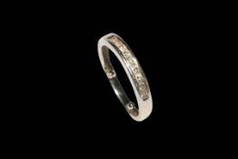 Diamond nine stone white gold half eternity ring, size J+.