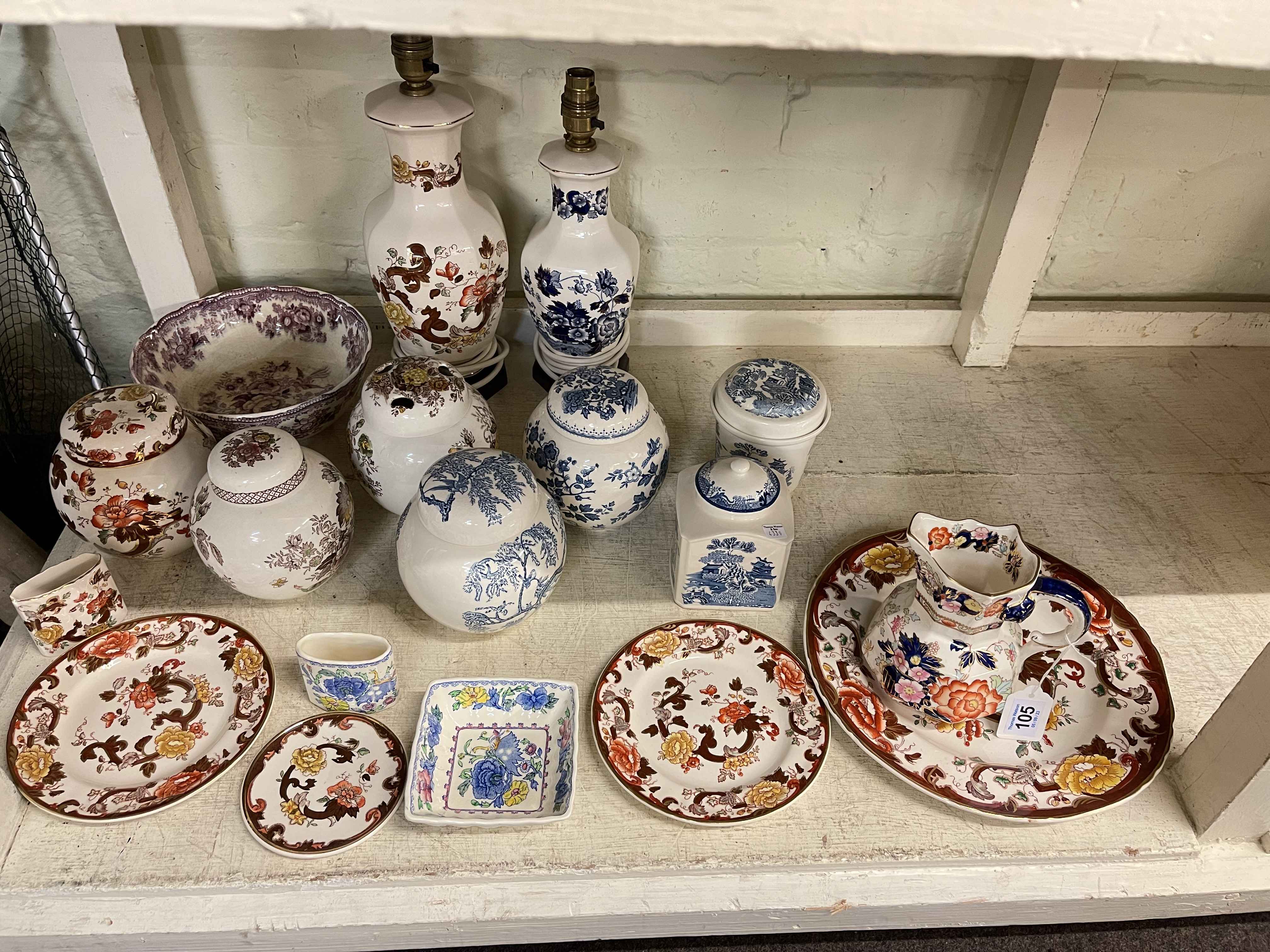 Collection of Mason pottery including Brown Velvet, Mandarin, etc.