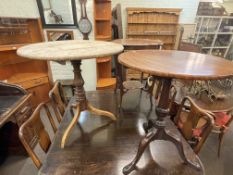 Two 19th Century snap top tripod tables and mahogany occasional table.
