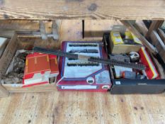 Collection of railway carriages, track, accessories etc including Dapol, Tri-Ang, etc.