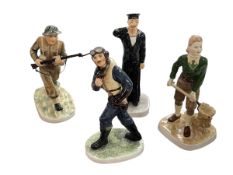 Four Coalport limited edition 'King and Country' figures.