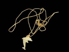 9 carat gold chain necklace and gem set dolphin pendant, and necklace (2).
