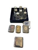 Two silver vesta cases, Birmingham 1896 and 1902, Scottish agate set, other vesta,