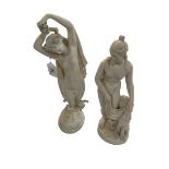 Two large Victorian Parian figures, tallest 45cm.