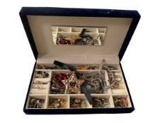 Box of costume jewellery including silver.
