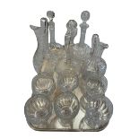 Antique glass decanters, jugs and set of six goblets.